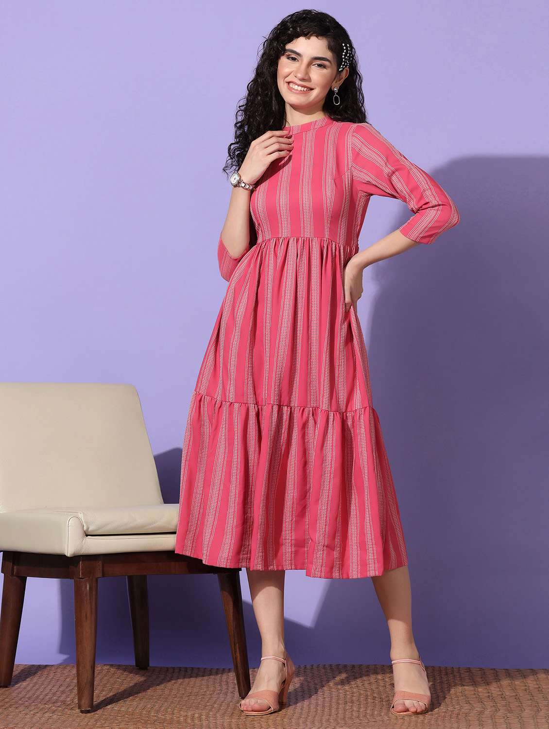 Buy online Pink Polyester Fit & Flare Dress from western wear for Women by  Fashion Dream for 529 at 81% off | 2026 Limeroad.com