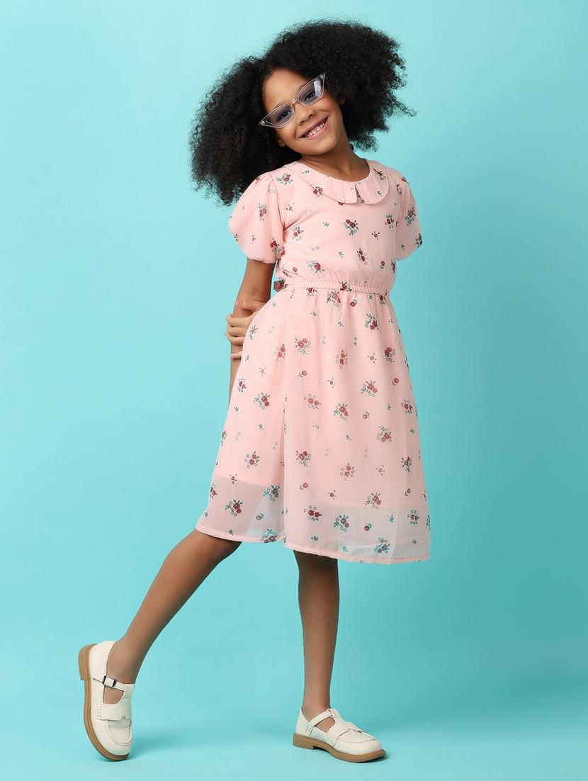 girls peach floral printed frock - 21244231 - Standard Image - 5