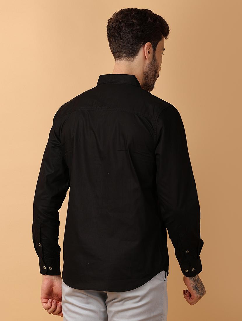 men black regulal fit long sleeves shirt - 21244264 - Standard Image - 3