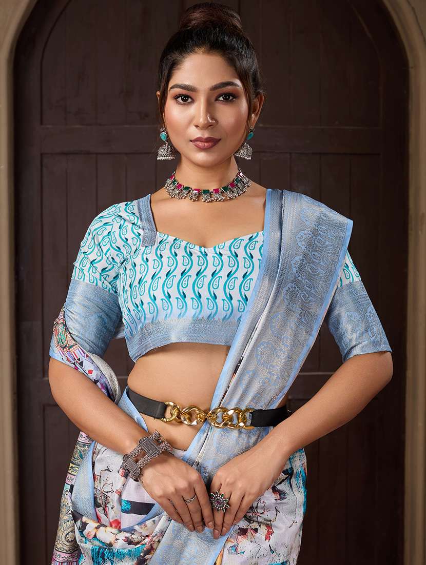 women printed bordered saree with blouse - 21244409 -  Standard Image - 3