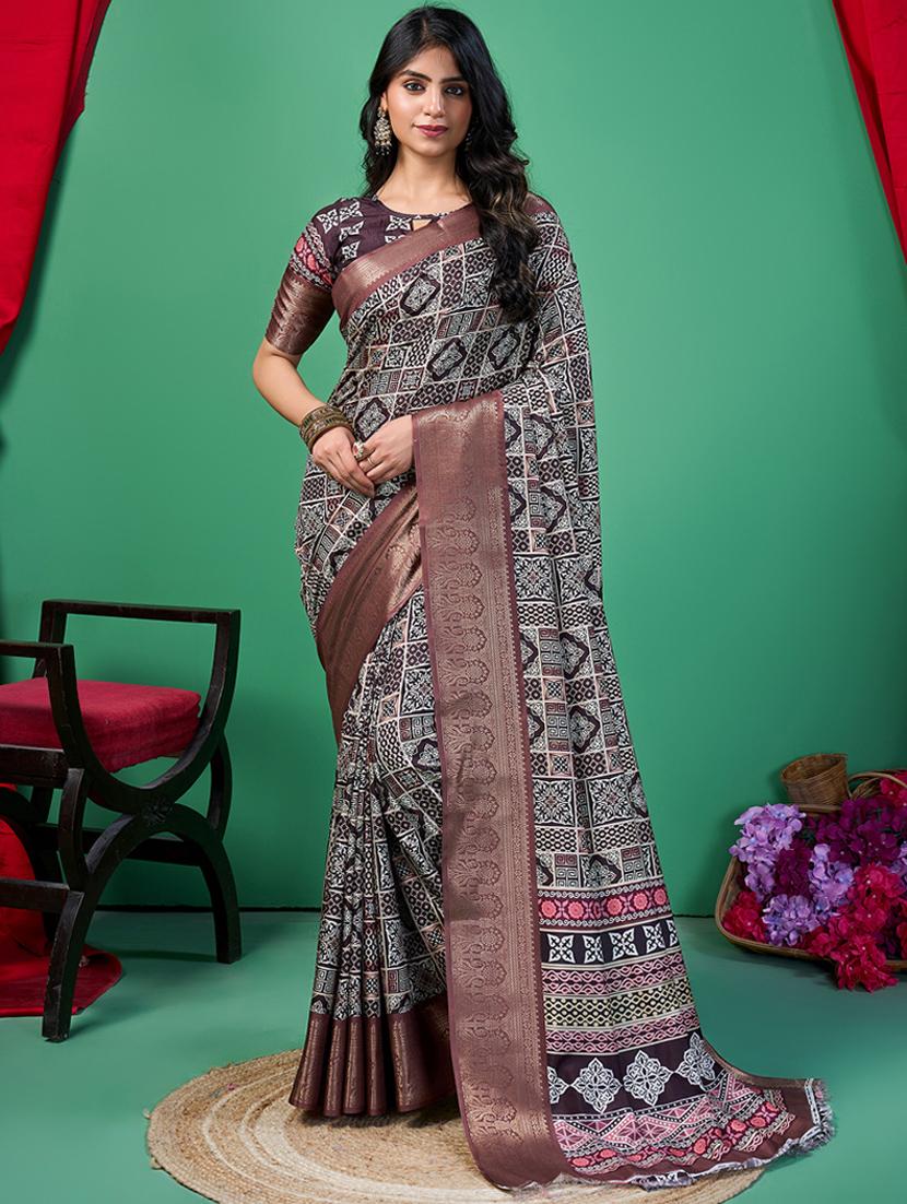 women printed saree with blouse - 21244571 -  Zoom Image - 0