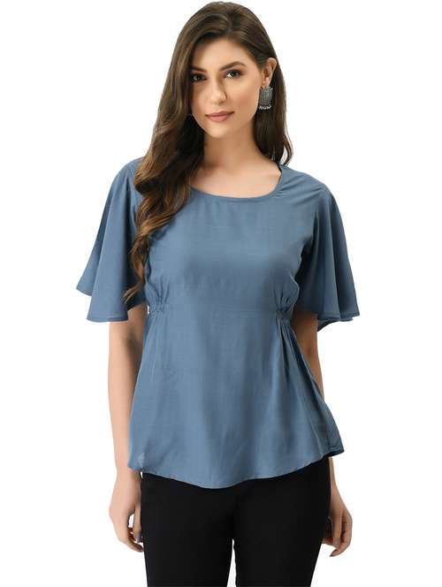 Blue Solid Regular Top