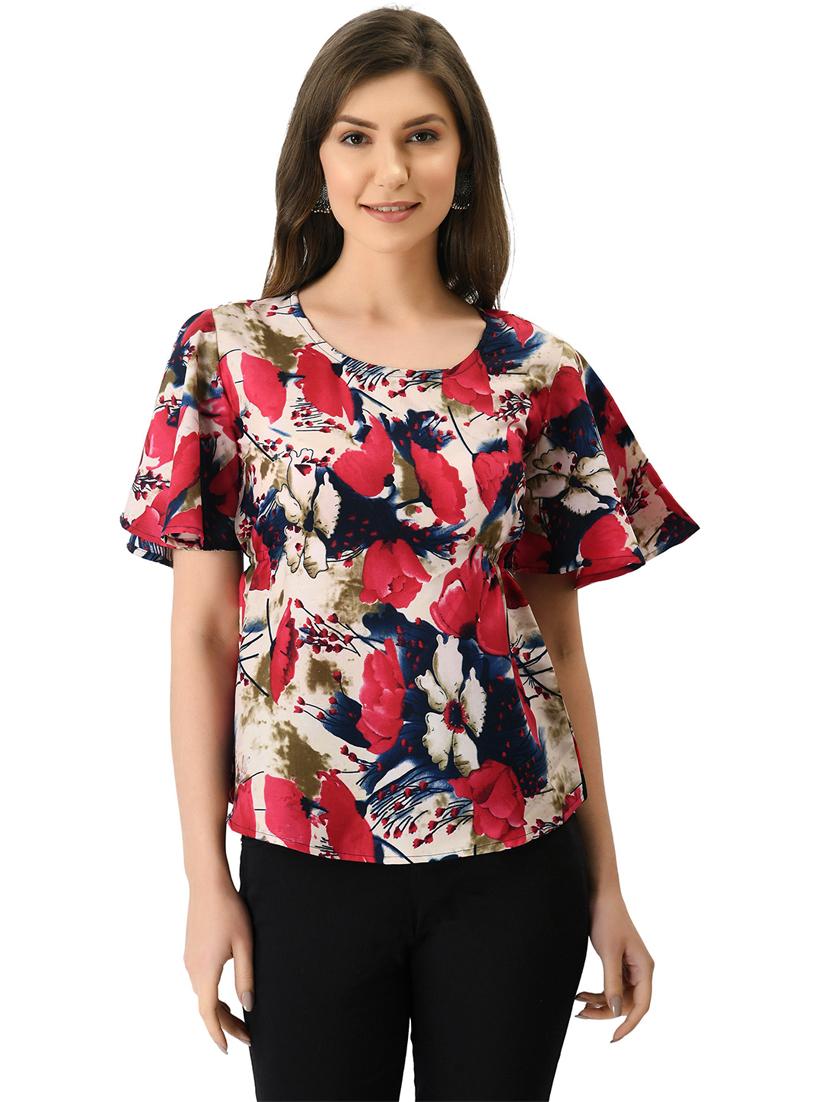 multi colored crepe regular top - 21244685 -  Zoom Image - 0
