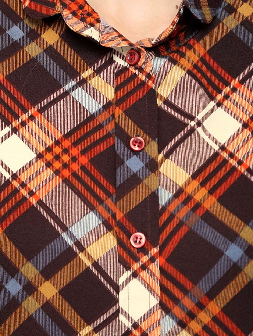brown checkered regular shirt - 21244707 - Standard Image - 3