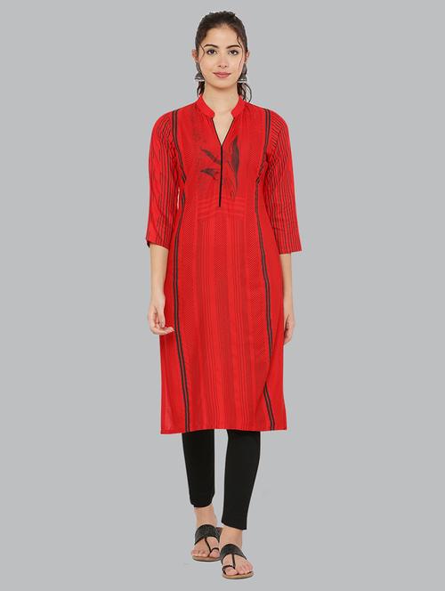 women three quarter sleeve printed kurta - 21244716 - Standard Image - 0