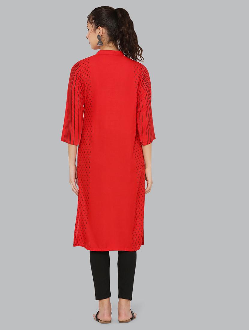 women three quarter sleeve printed kurta - 21244716 - Standard Image - 3