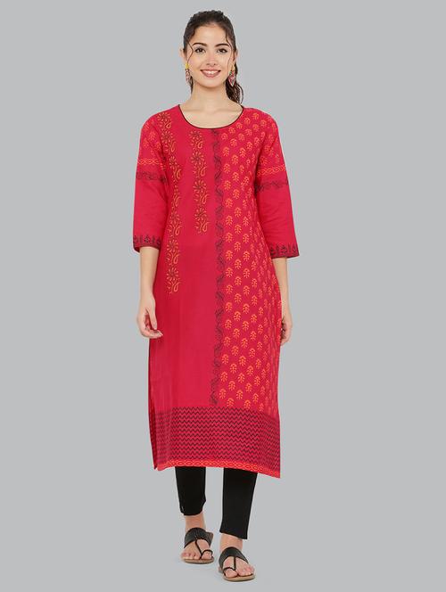 women three quarter sleeve printed kurta - 21244720 - Standard Image - 0