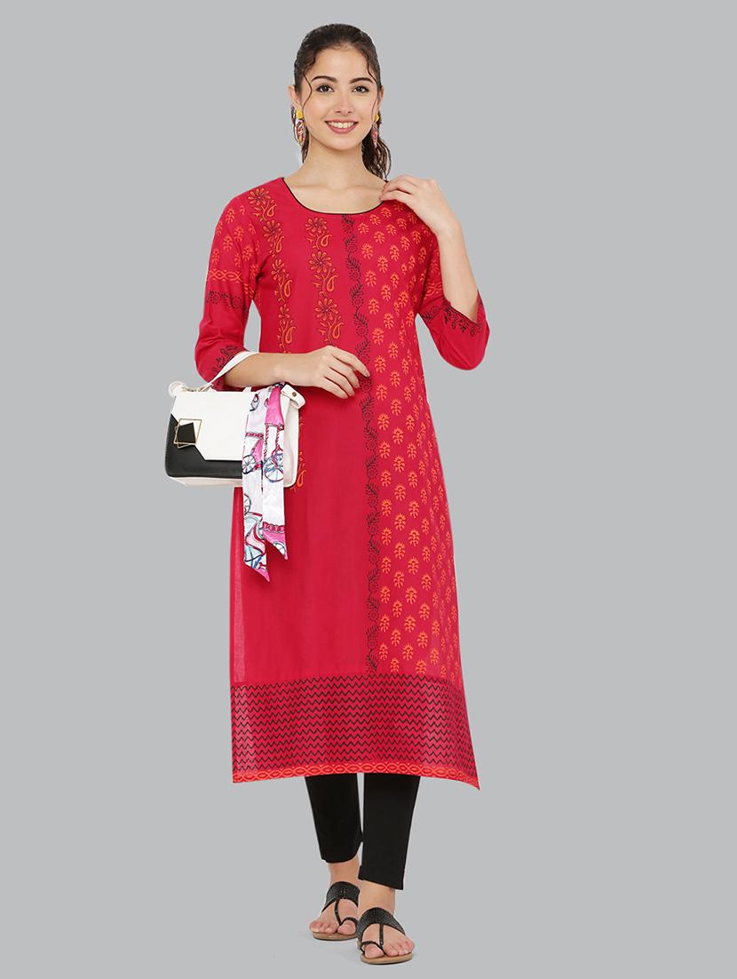 women three quarter sleeve printed kurta - 21244720 - Standard Image - 3