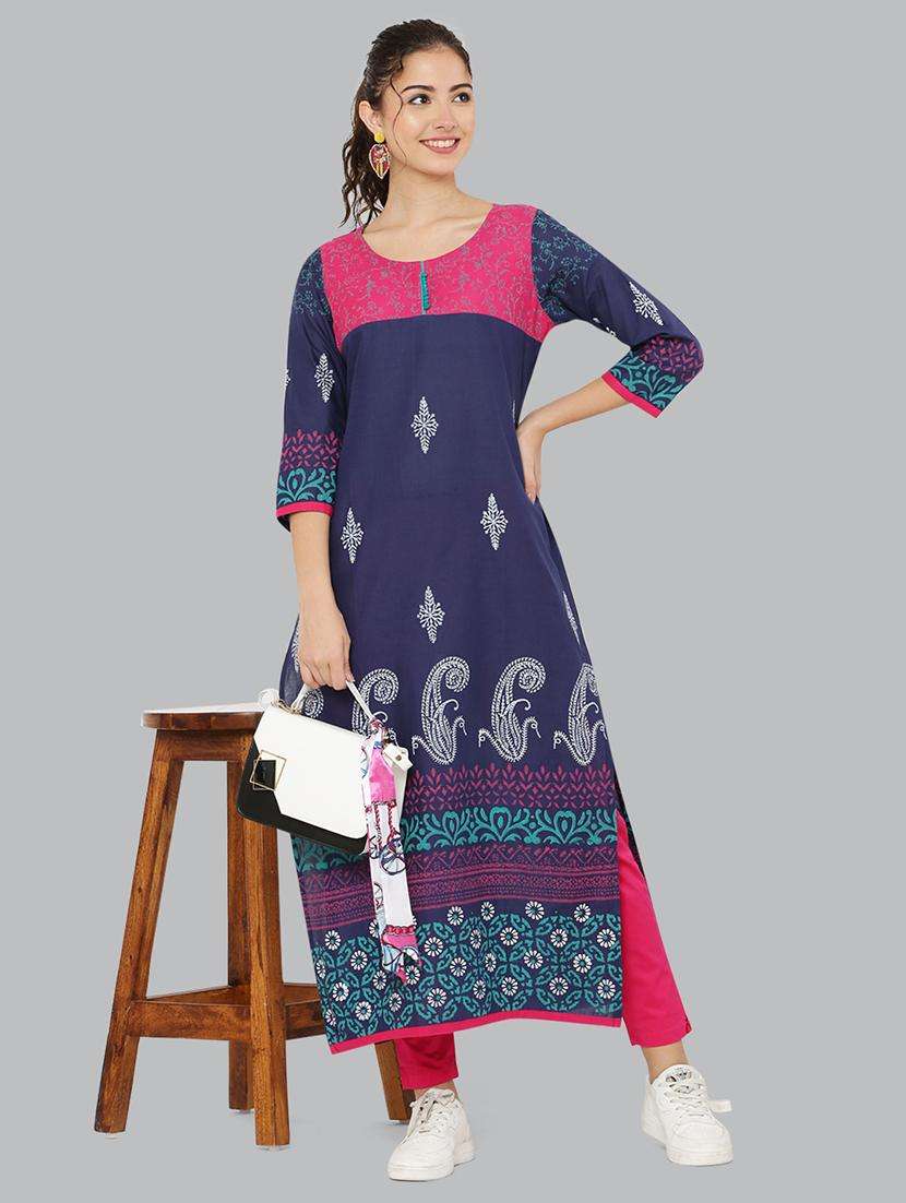 women three quarter sleeve printed kurta