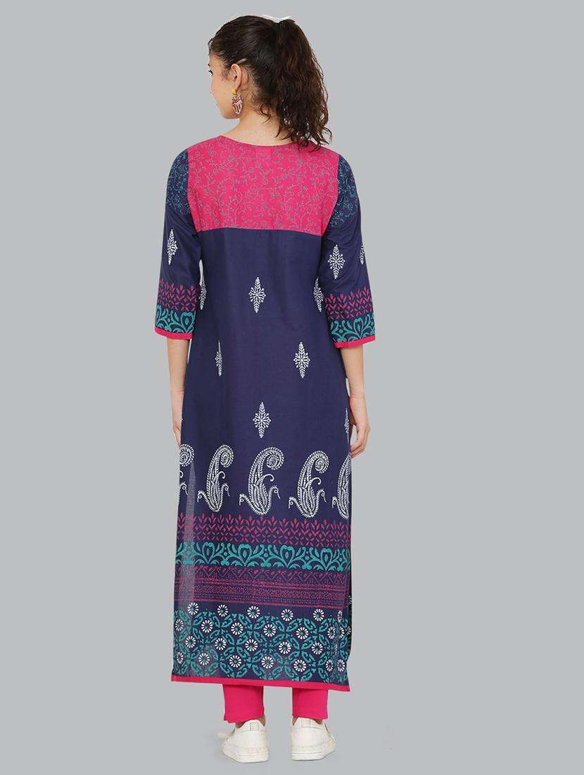 women three quarter sleeve printed kurta - 21244721 -  Standard Image - 3
