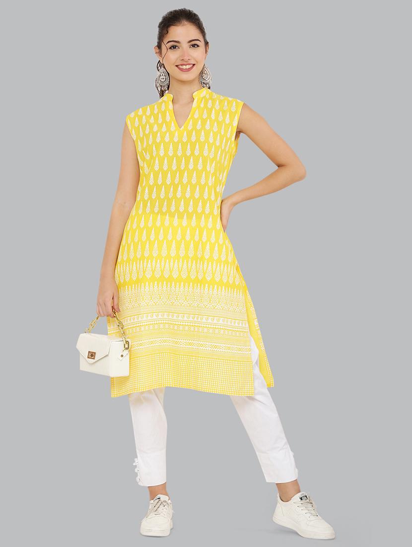 women sleeveless printed kurta - 21244727 - Standard Image - 3