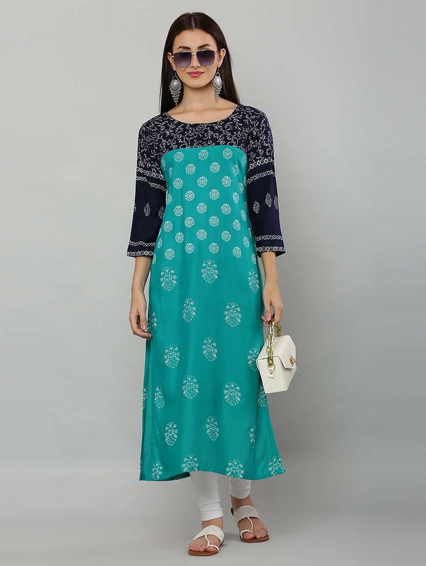 women three quarter sleeve printed kurta