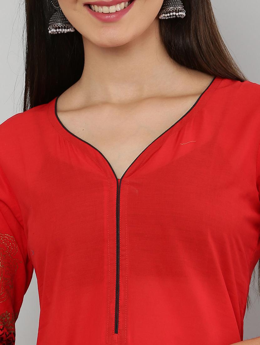 women three quarter sleeve printed kurta - 21244741 - Standard Image - 3