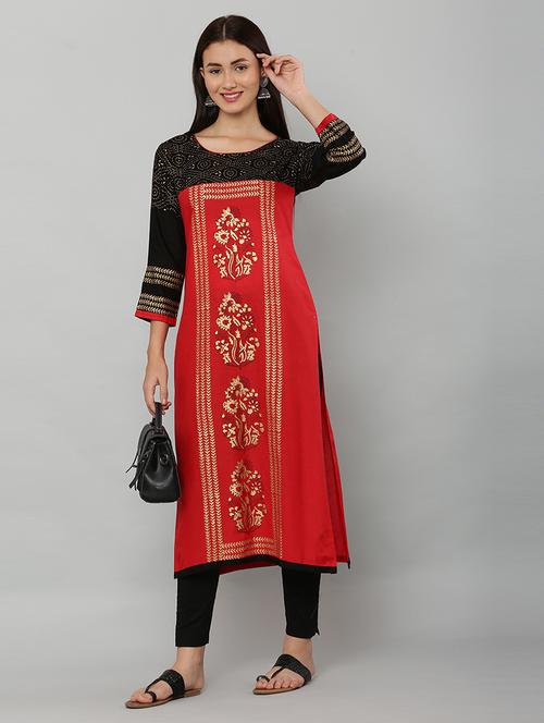 women three quarter sleeve printed kurta - 21244742 - Standard Image - 0