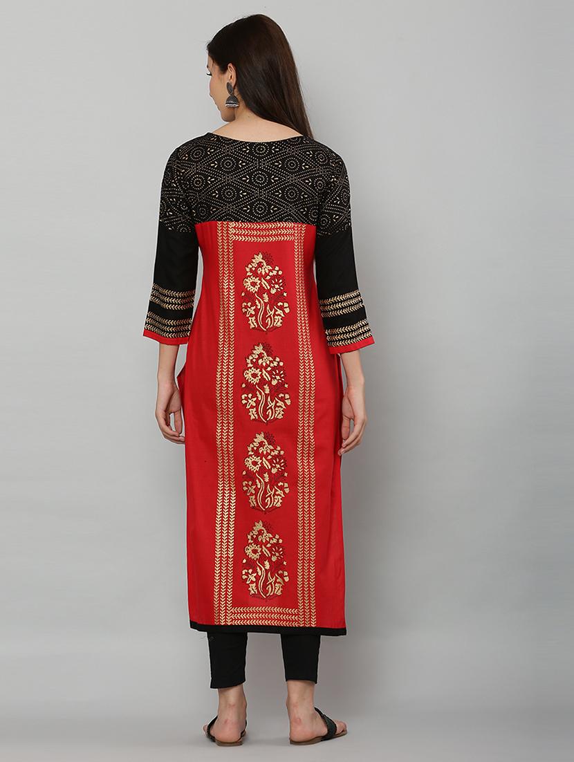 women three quarter sleeve printed kurta - 21244742 - Standard Image - 3