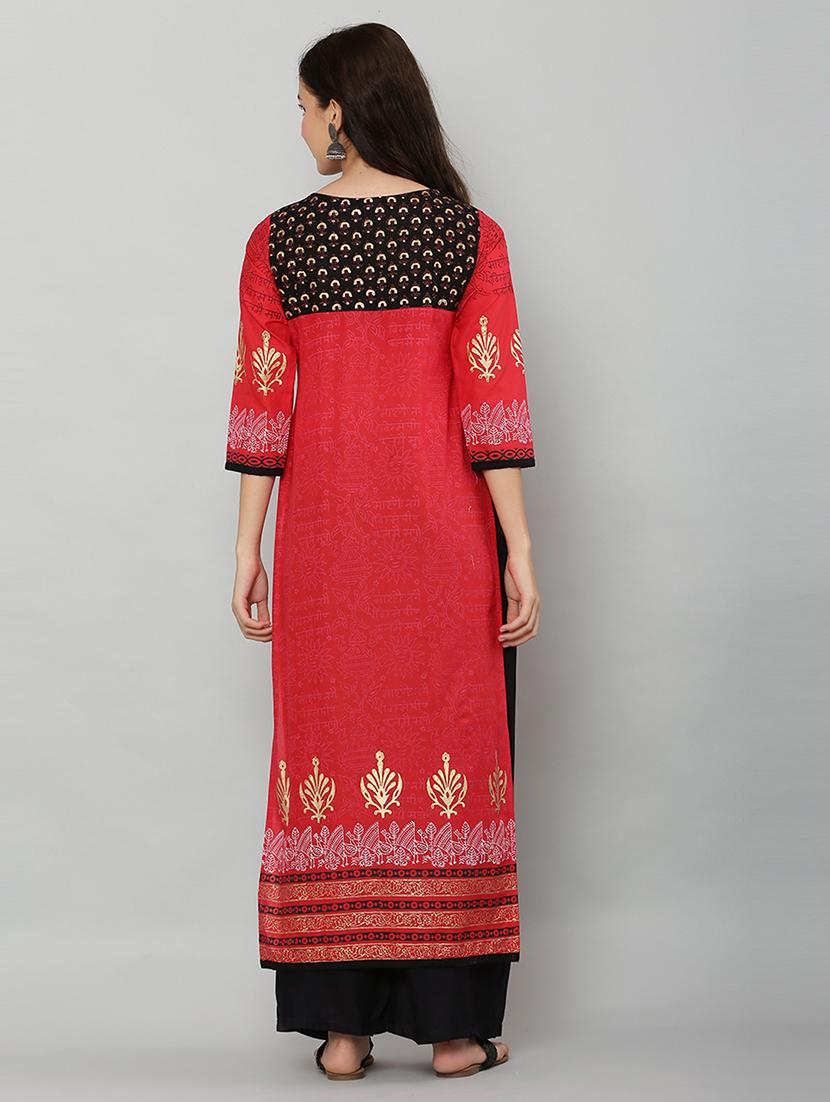 women three quarter sleeve printed kurta - 21244744 - Standard Image - 3
