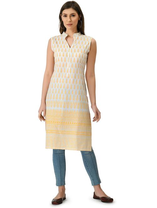 women sleeveless printed kurta - 21244785 -  Standard Image - 0