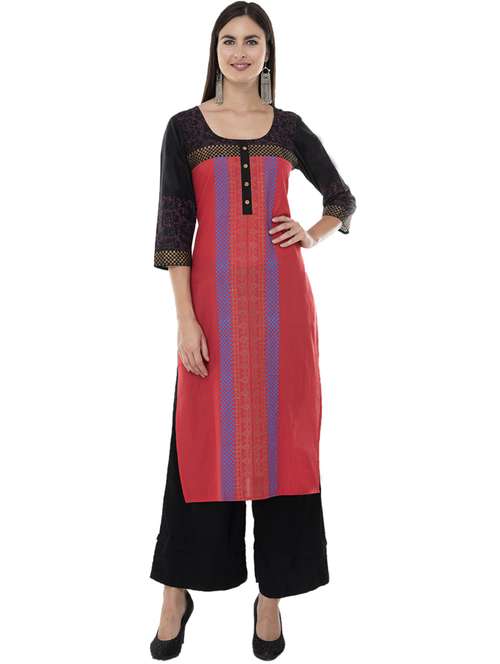 women three quarter sleeve printed kurta - 21244814 - Standard Image - 0