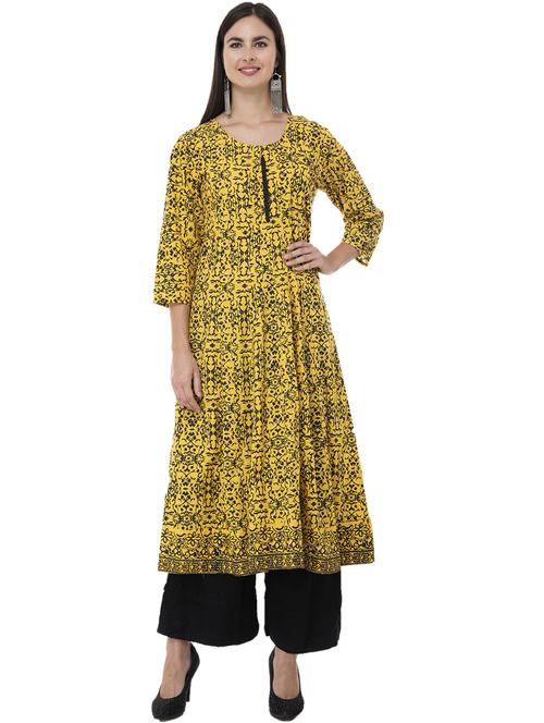 women three quarter sleeve printed kurta - 21244816 - Standard Image - 0