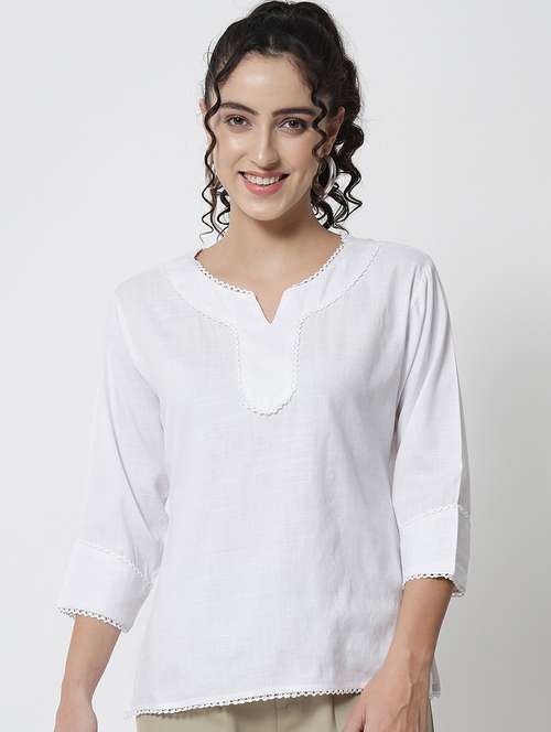 women white three quarter sleeve kurti - 21244938 - Standard Image - 0