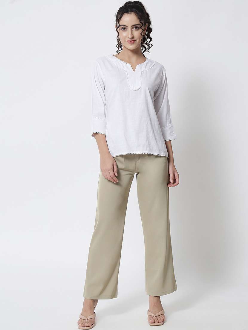women white three quarter sleeve kurti - 21244938 - Standard Image - 3