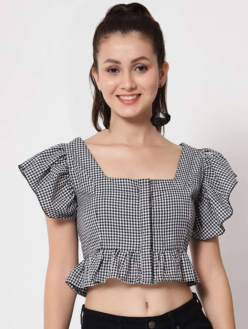 multi colored cotton crop top - 21244940 - Zoom Image - 0