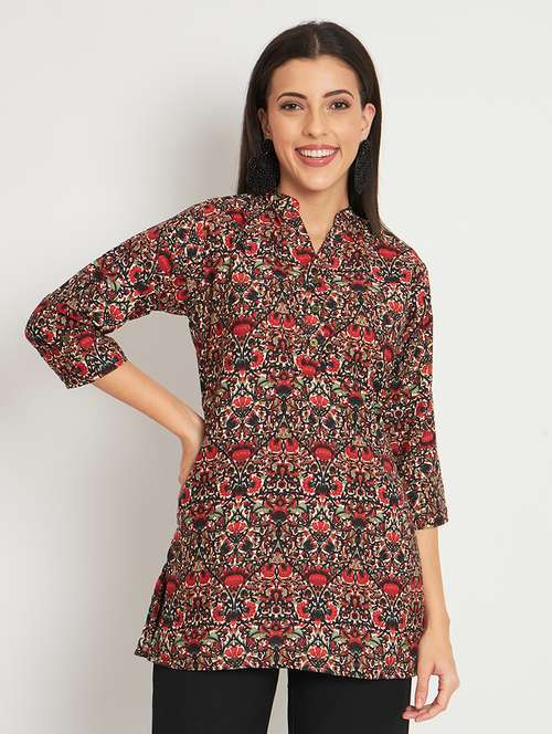 multi colored crepe regular tunic - 21244942 -  Standard Image - 0