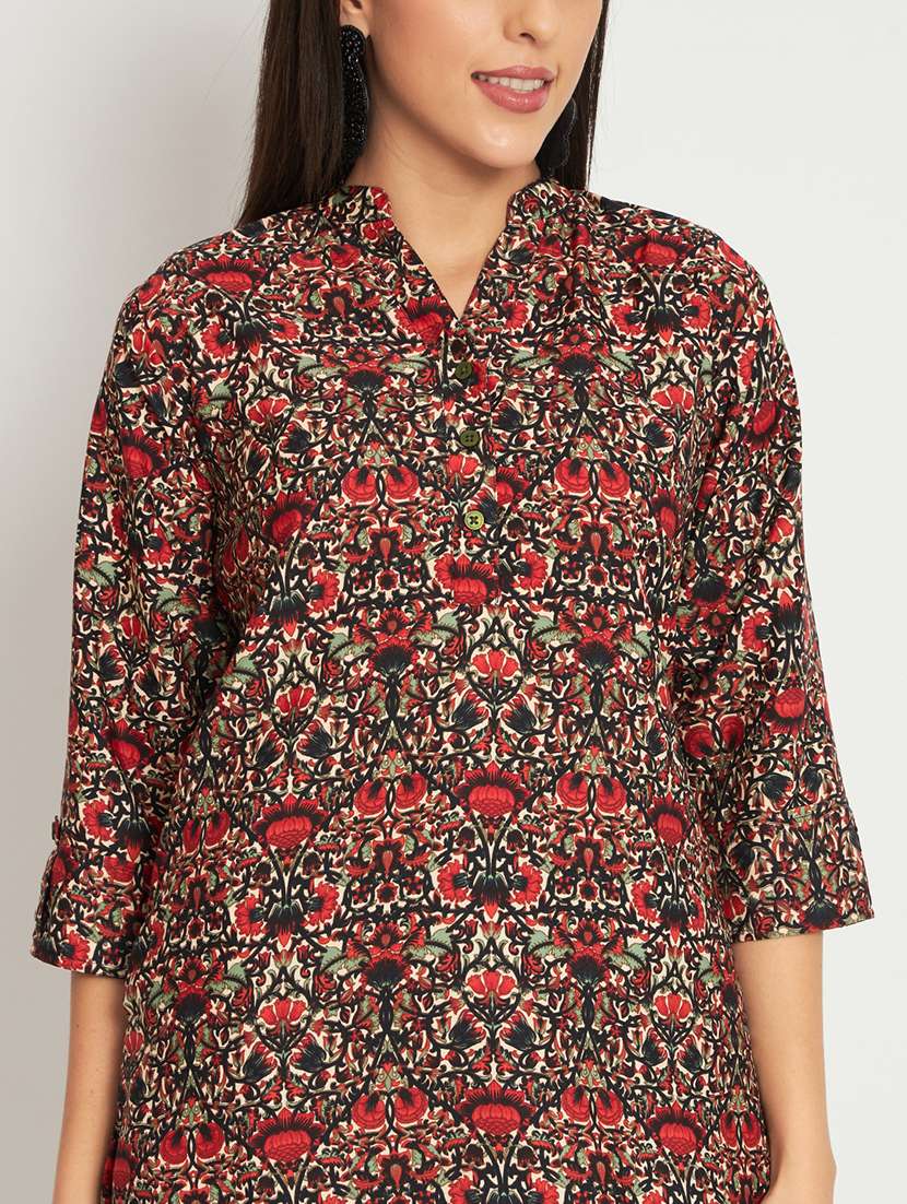 multi colored crepe regular tunic - 21244942 -  Standard Image - 3