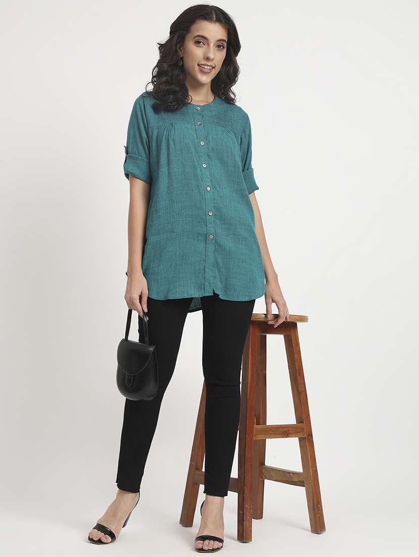 green linen regular tunic - 21244953 -  Standard Image - 3