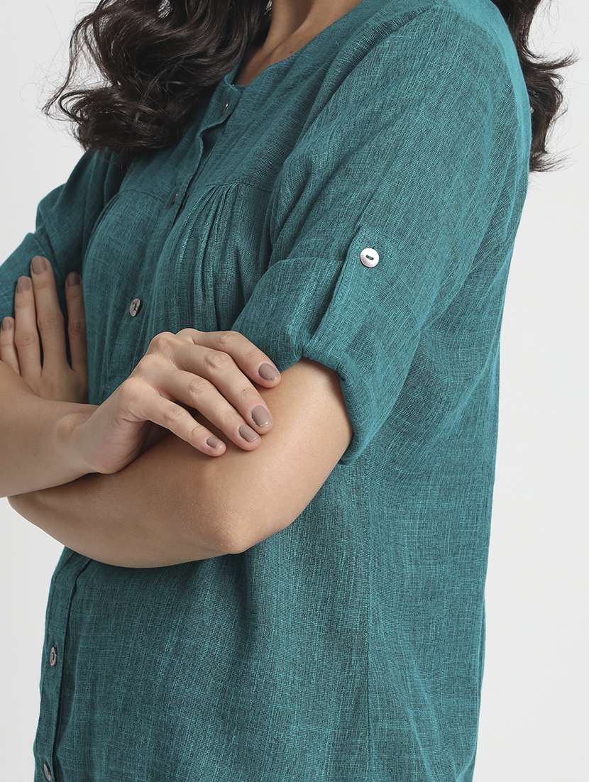 green linen regular tunic - 21244953 -  Standard Image - 5