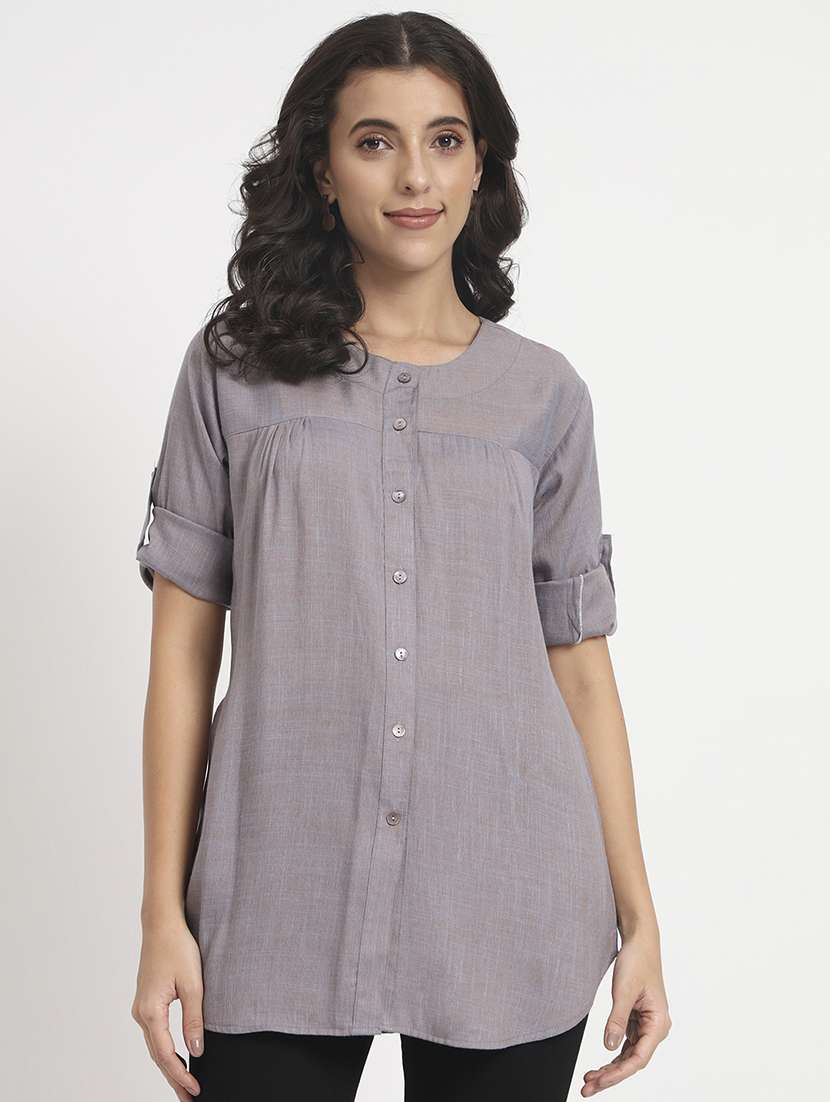 grey linen regular tunic