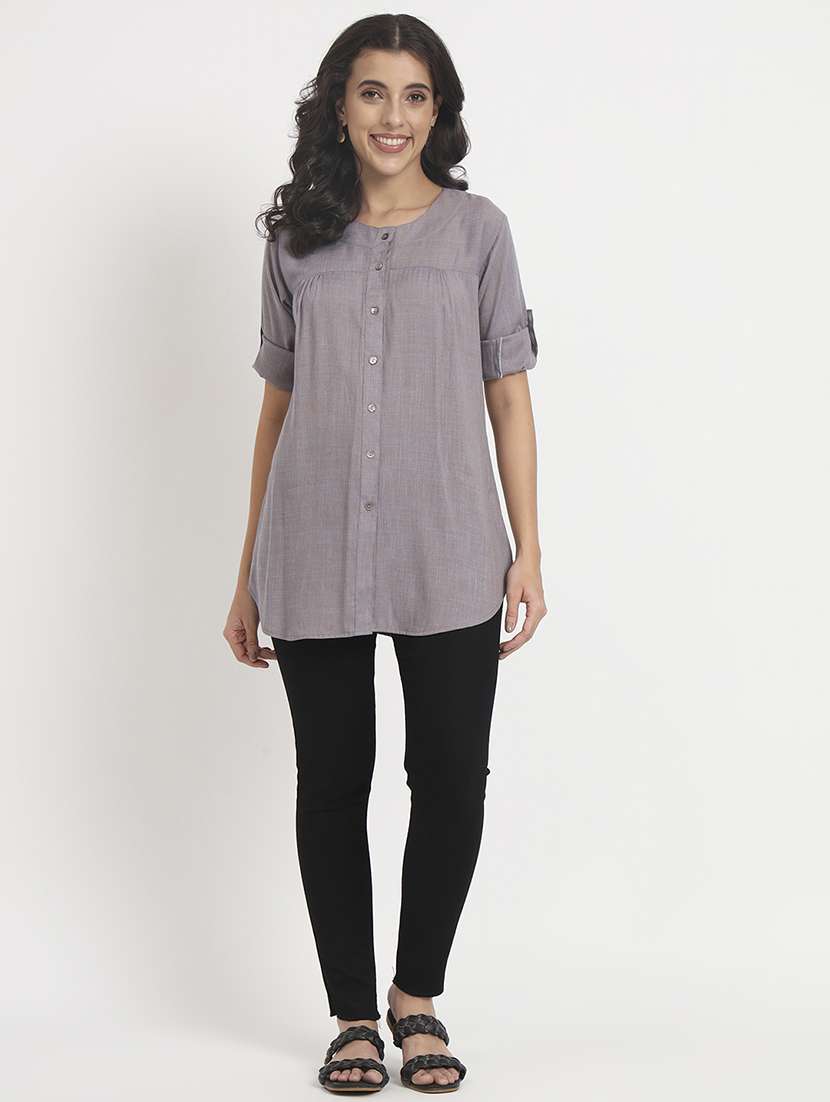 grey linen regular tunic - 21244954 - Standard Image - 3