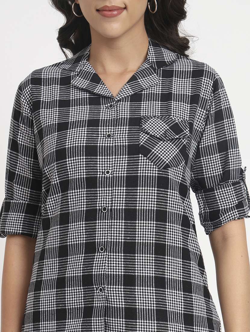 women collared checks regular shirt - 21244967 - Standard Image - 5