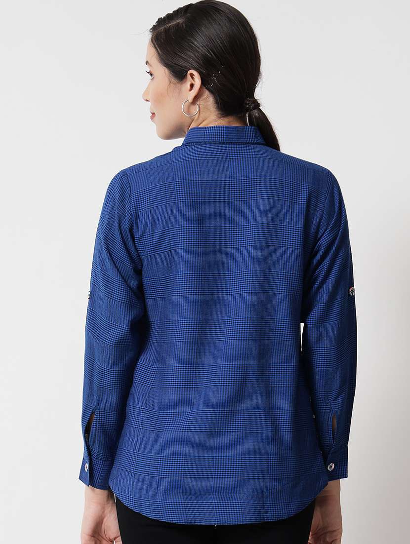 women collared checks regular shirt - 21244975 -  Standard Image - 3