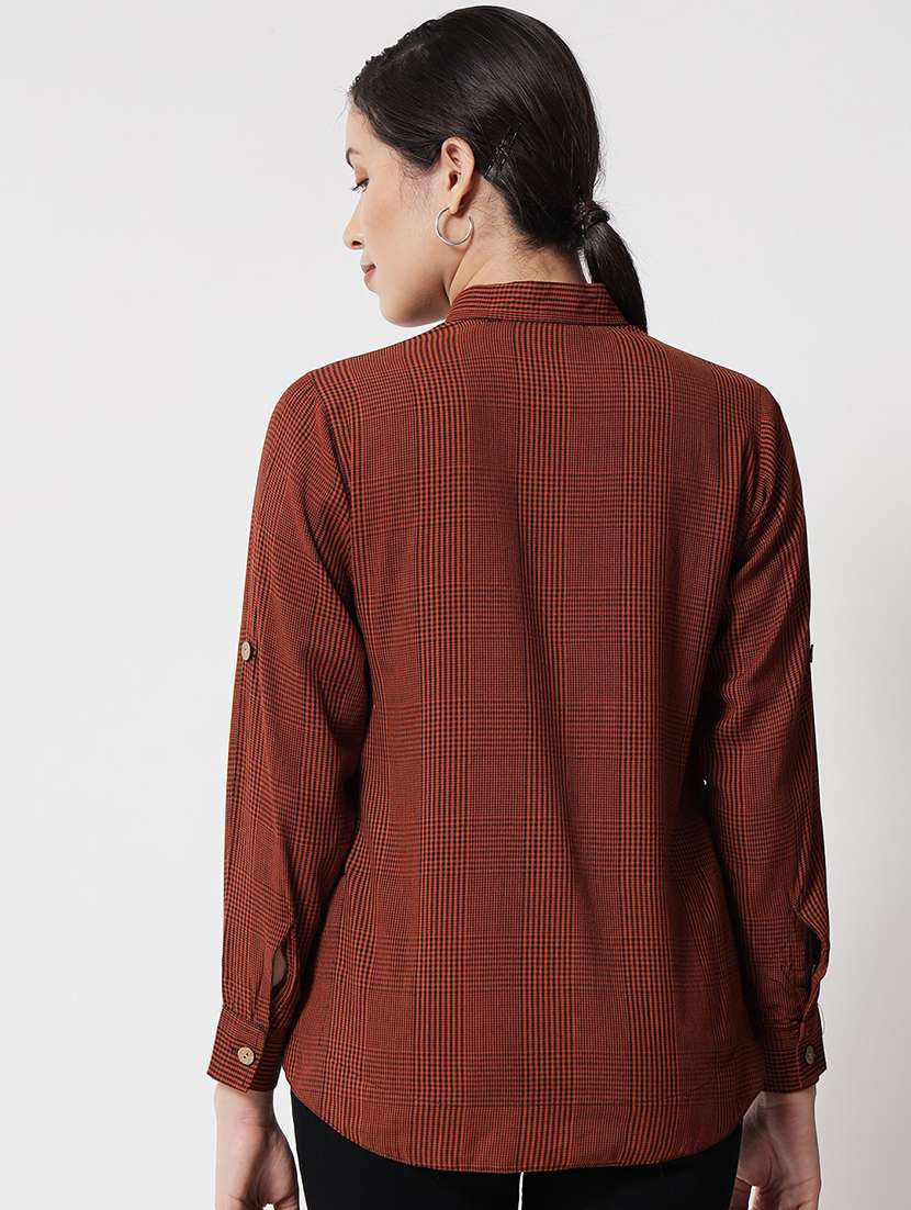 women collared checks regular shirt - 21244978 -  Standard Image - 3