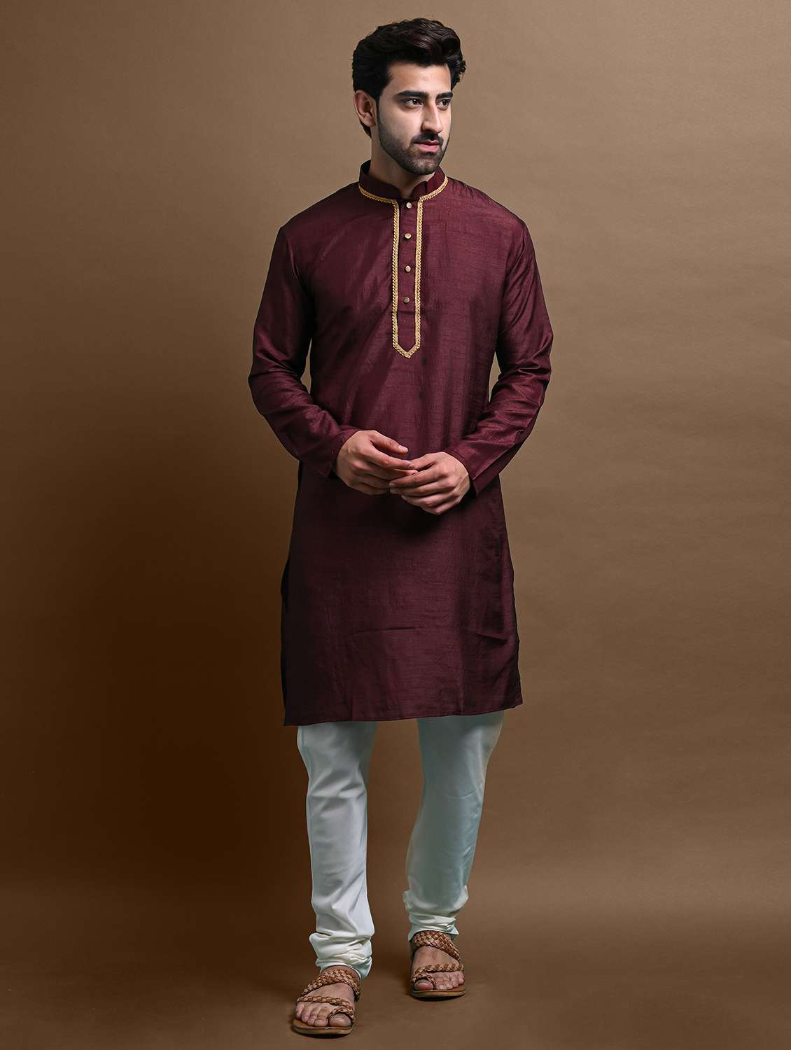 men mandarin neck long kurta  - 21245032 -  Zoom Image - 0