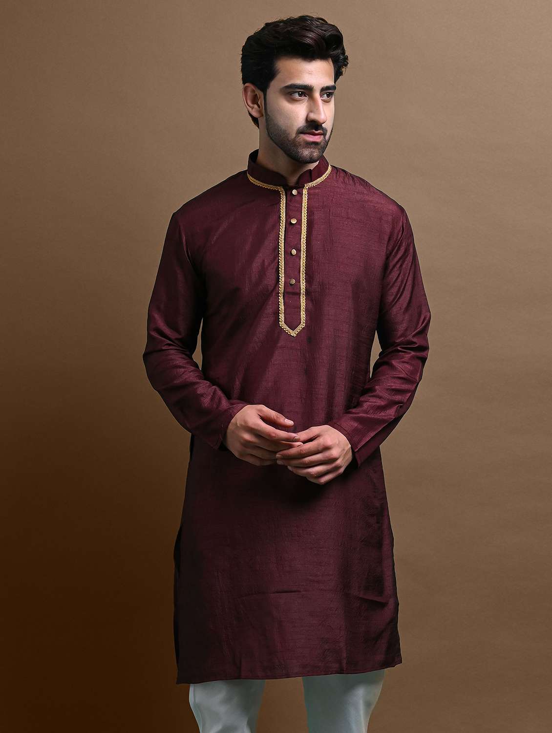 men mandarin neck long kurta  - 21245032 -  Standard Image - 3