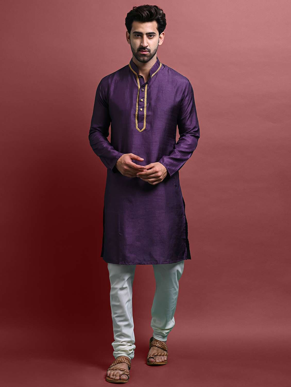 men mandarin neck long kurta  - 21245034 -  Zoom Image - 0