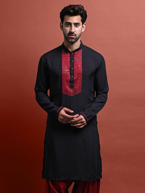 black rayon long  kurta - 21245047 -  Standard Image - 0