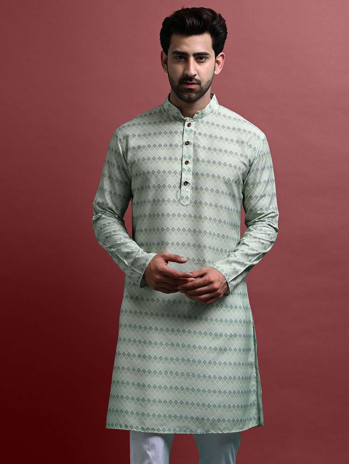 green rayon long  kurta - 21245081 -  Standard Image - 3