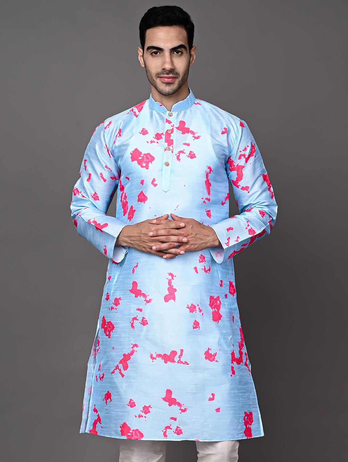 men mandarin neck printed long kurta - 21245113 - Zoom Image - 0