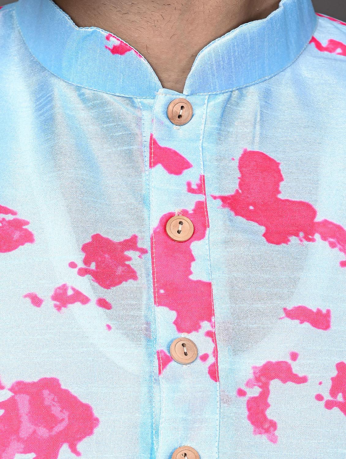 men mandarin neck printed long kurta - 21245113 - Standard Image - 3