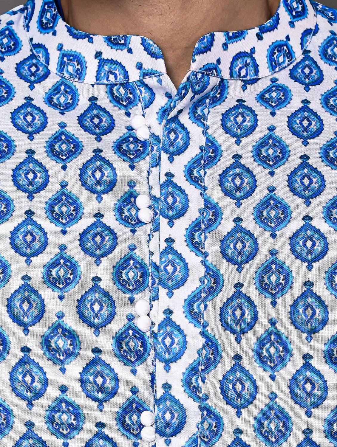 men mandarin neck printed long kurta - 21245120 -  Standard Image - 3
