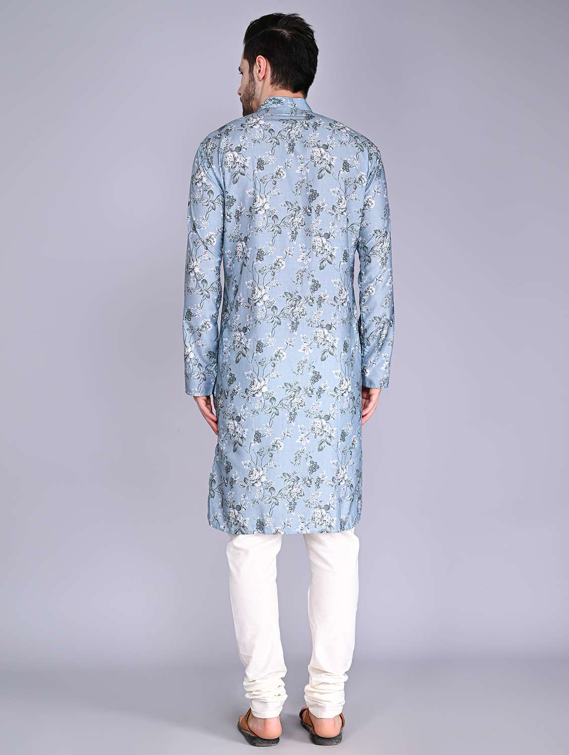 men mandarin neck printed long kurta - 21245133 -  Standard Image - 3