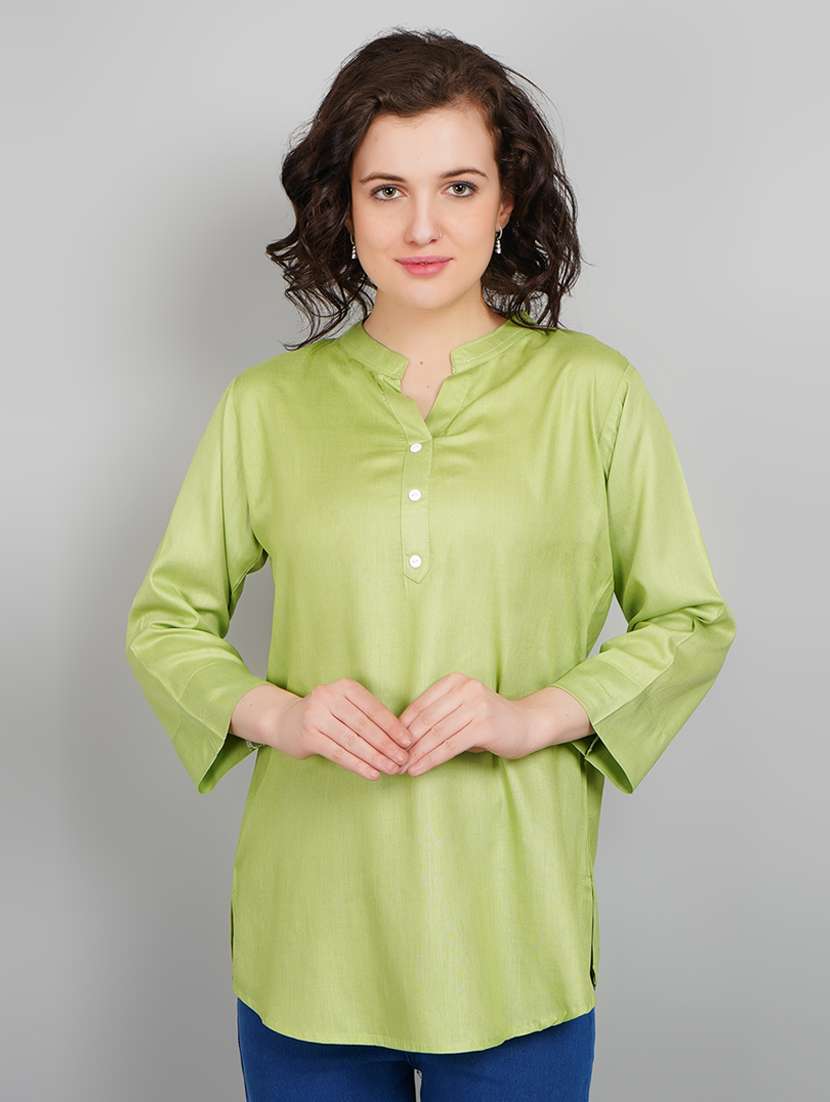women mandarin neck solid a-line kurta