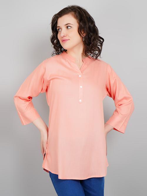 women mandarin neck solid a-line kurta - 21245320 - Standard Image - 0