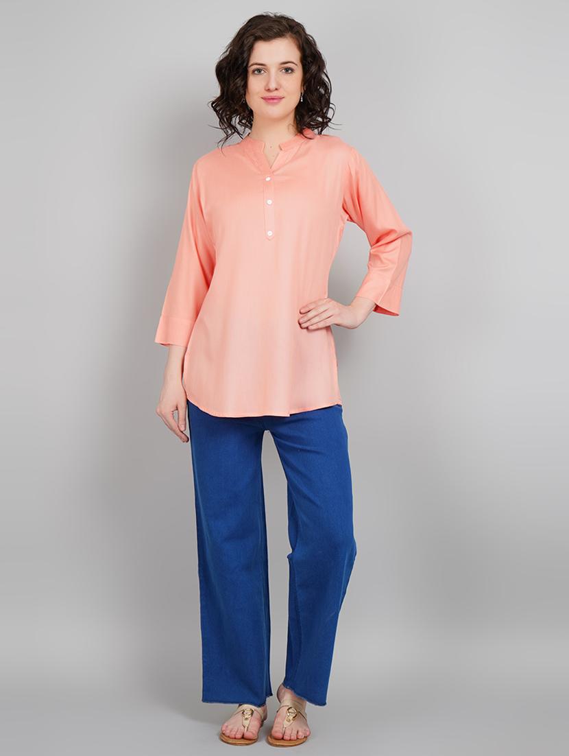 women mandarin neck solid a-line kurta - 21245320 - Standard Image - 3