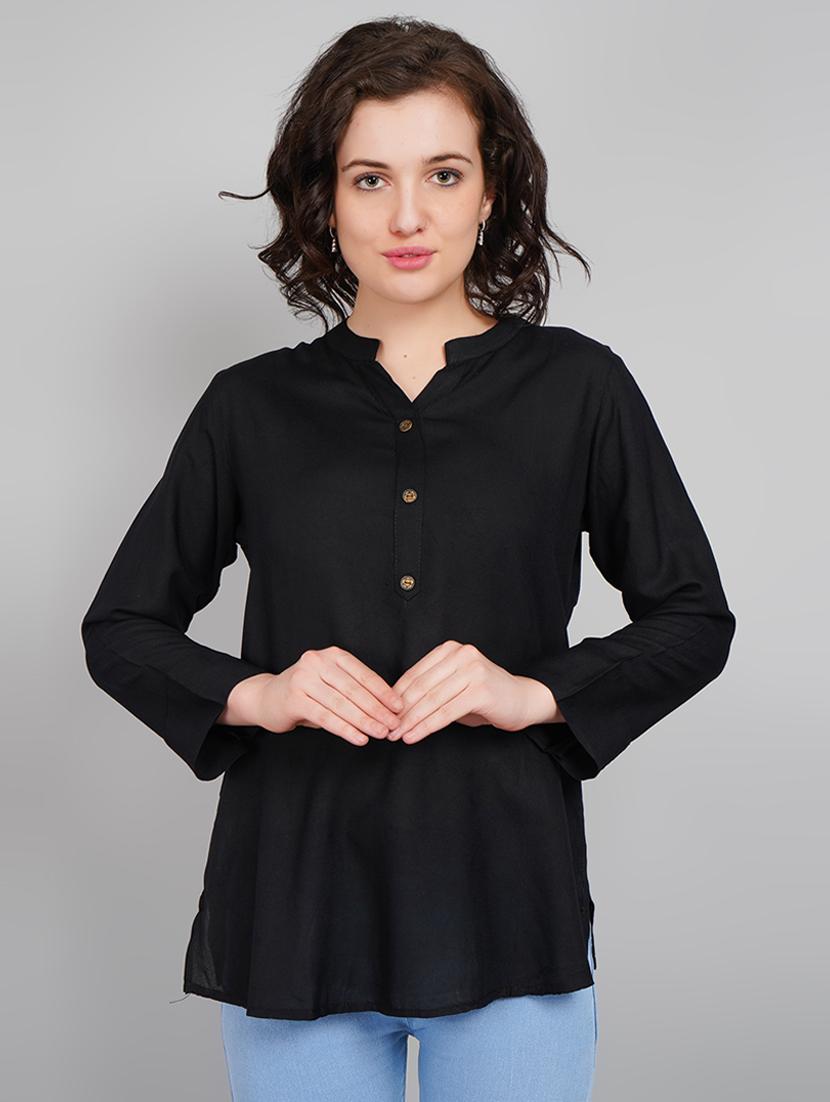 women mandarin neck solid a-line kurta - 21245323 - Zoom Image - 0