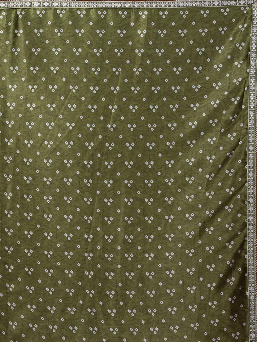 women olive bandhani printed saree - 21245551 - Standard Image - 3