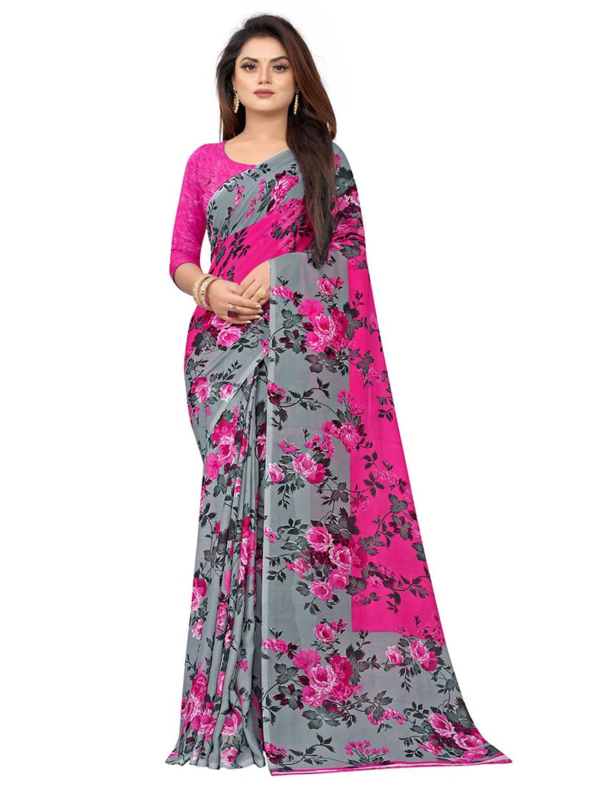 women floral printed saree with blouse - 21246319 - Zoom Image - 0